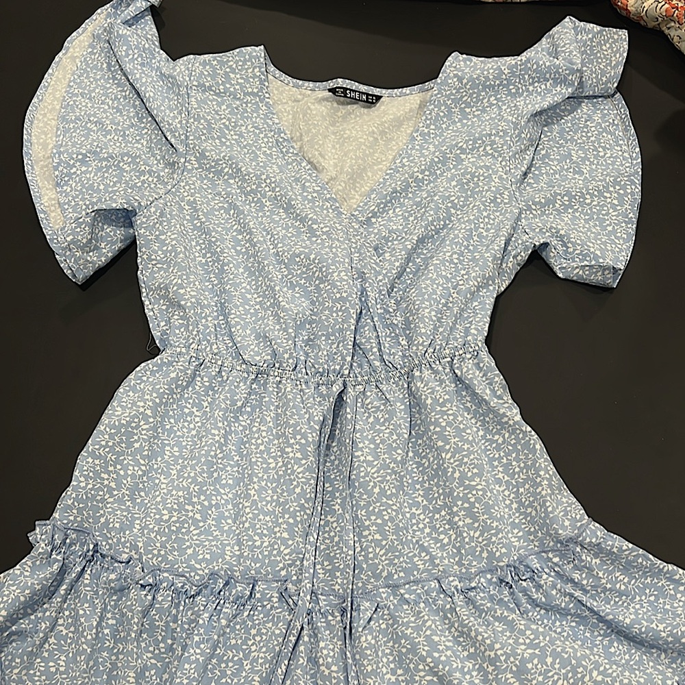 Blue and White Floral Dress
